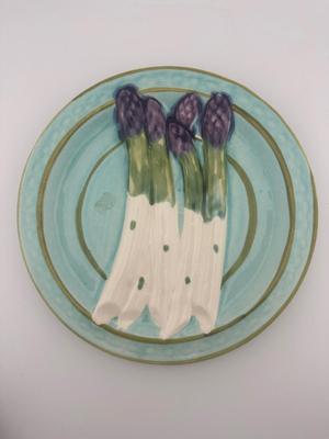 1885 Sarreguemines Turquoise Asparagus Plates (2)