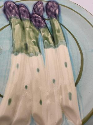 1885 Sarreguemines Turquoise Asparagus Plates (2)