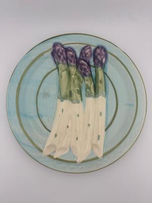 1885 Sarreguemines Turquoise Asparagus Plates (2)