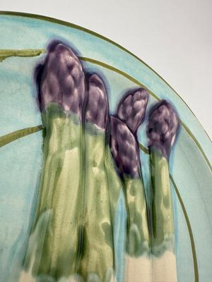 1885 Sarreguemines Turquoise Asparagus Plates (2)
