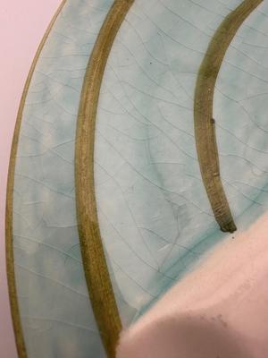 1885 Sarreguemines Turquoise Asparagus Plates (2)