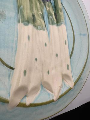 1885 Sarreguemines Turquoise Asparagus Plates (2)