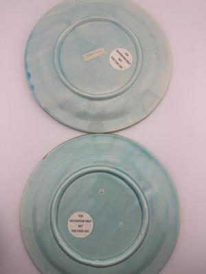 1885 Sarreguemines Turquoise Asparagus Plates (2)