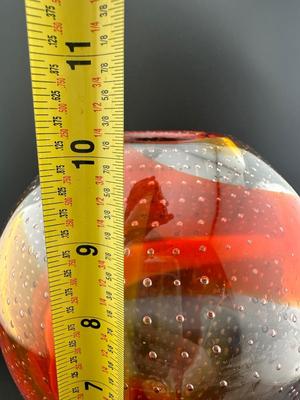 Art Glass Amberina Controlled Bubbles Large 10” Vase