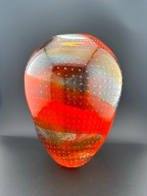 Art Glass Amberina Controlled Bubbles Large 10” Vase