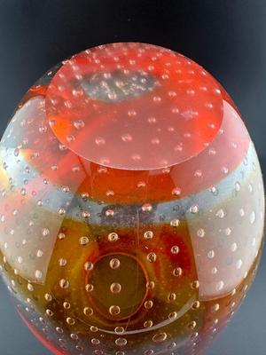 Art Glass Amberina Controlled Bubbles Large 10” Vase
