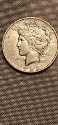Peace Dollar from 1922 in circulated condition