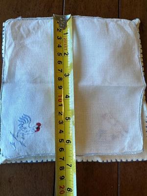 VTG Linen Embroidered Rooster Cocktail Napkins, Stem Ware Coasters