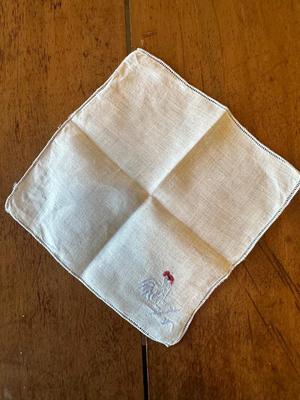 VTG Linen Embroidered Rooster Cocktail Napkins, Stem Ware Coasters