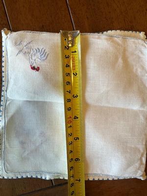 VTG Linen Embroidered Rooster Cocktail Napkins, Stem Ware Coasters