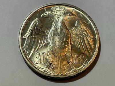 Greece 1964 BU Condition 30 Drachmai Commemorative Silver Wedding Coin of Constantine & Anna Maria.