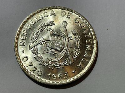 Guatemala 1963 Choice BU Condition 50 Centavos KM-264 Silver Coin as Pic'd.