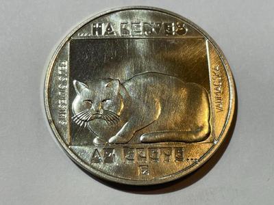 Hungary 1985 Uncirculated Condition 200 Forint Cat Silver Coin KM-650 as Pictured.