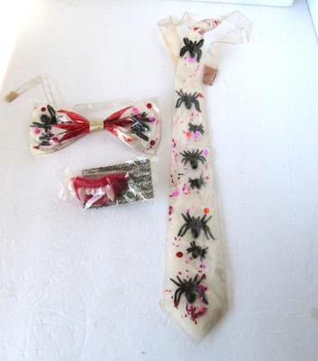 Older Halloween Bow and Long Ties and Fangs