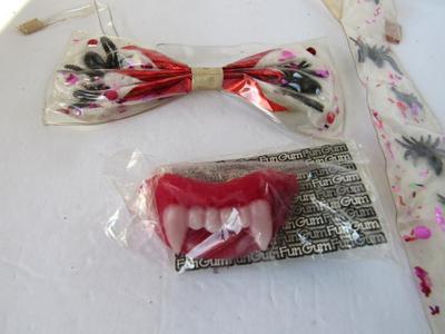 Older Halloween Bow and Long Ties and Fangs