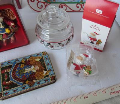 Misc Christmas Items: Candy Jar, Card Holder Sleigh, More