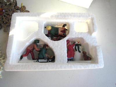 Mixed Lot of Christmas Decor, Dept 56 Figurines, Glittered Ornaments