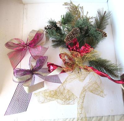Christmas Bows and Floral Piece