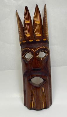 Carved Wood Mask long and skinny Tiki God