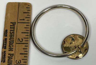 Hoop Bangle silver tone Bracelet with flipping button
