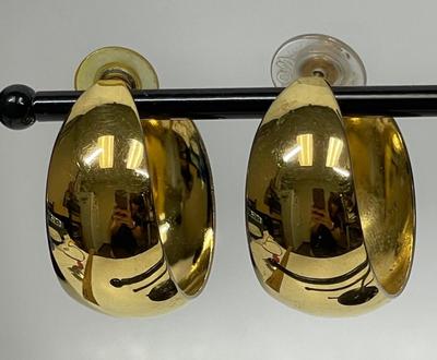 Vintage Monet Gold-tone Hoop Earrings for pierced ears