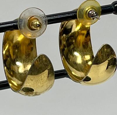 Vintage Monet Gold-tone Hoop Earrings for pierced ears