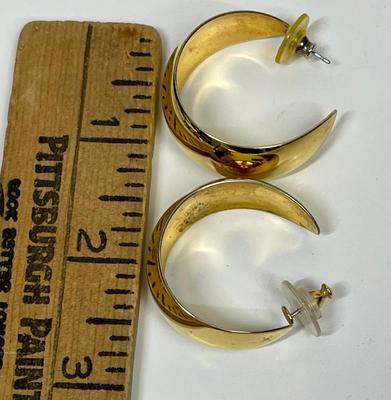 Vintage Monet Gold-tone Hoop Earrings for pierced ears