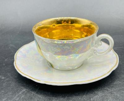 Souvenir Sachs, Schweiz Lustre Ware Teacup & Saucer