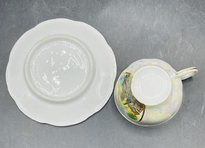 Souvenir Sachs, Schweiz Lustre Ware Teacup & Saucer