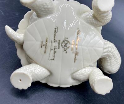 Lenox Turtle Trinket Box with Butterfly on Shell - one butterfly broken off