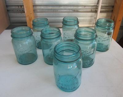 Lot of Antique Teal Canning Jars