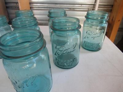 Lot of Antique Teal Canning Jars
