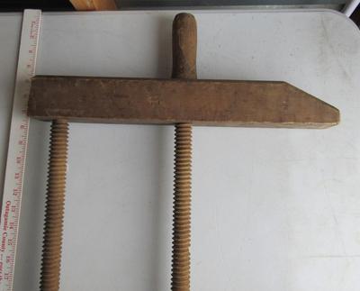 Large Antique Wood Clamp, Shawano Screw Co