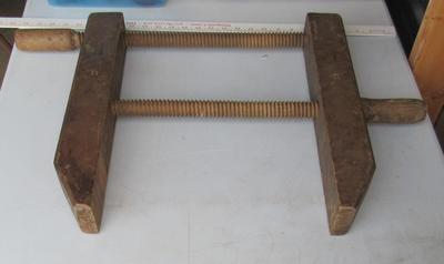 Large Antique Wood Clamp, Shawano Screw Co