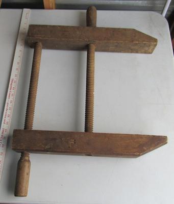 Large Antique Wood Clamp, Shawano Screw Co