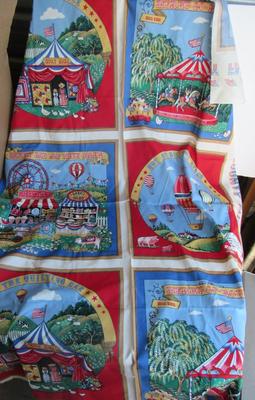 County Fair Theme Fabric, Abt 44" x 45"