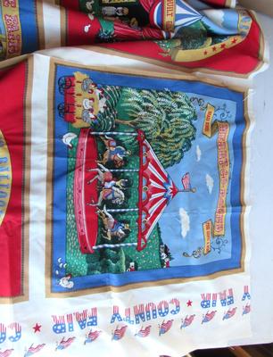 County Fair Theme Fabric, Abt 44" x 45"
