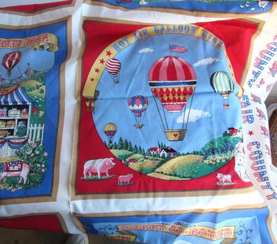 County Fair Theme Fabric, Abt 44" x 45"