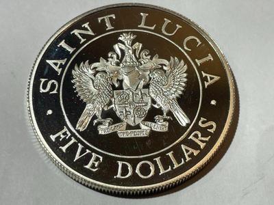 Saint Lucia 1986 Choice Proof Condition Silver Version Coin (Papal Visits July 1986) as Pictured.