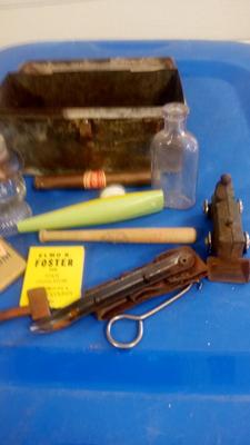 LOT 85 - OLD METAL BOX FULL OF OLD ITEMS