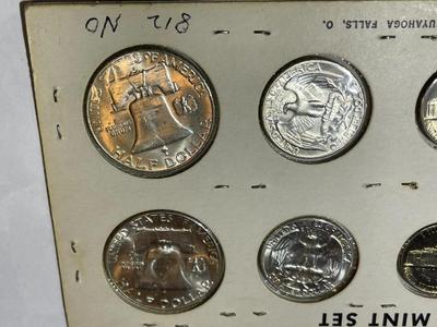 10-Coin U.S. 1961- P & D Silver Mint Set Coins in an Old Mid-Century Holder as Pictured.
