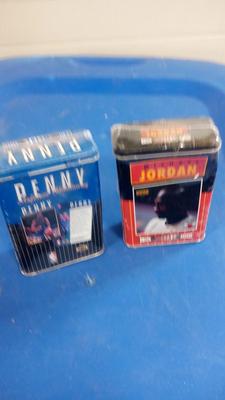 LOT 108 - TWO METAL BOXES BASKETBALL CARDS ONE JORDAN