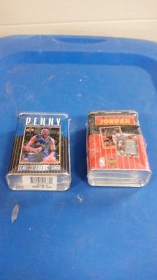 LOT 108 - TWO METAL BOXES BASKETBALL CARDS ONE JORDAN