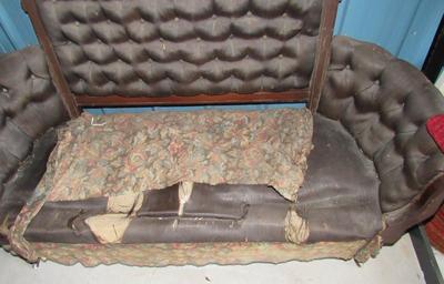 Antique Settee With Woman's Carved Wood Head Detailing: Attributed to John Jelliff of New Jersey, Mid to Late 1800s