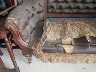 Antique Settee With Woman's Carved Wood Head Detailing: Attributed to John Jelliff of New Jersey, Mid to Late 1800s
