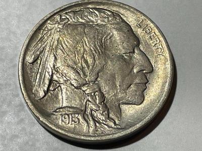 1913-P TYPE-I UNCIRCULATED/MS60 QUALITY BUFFALO NICKEL AS PICTURED.