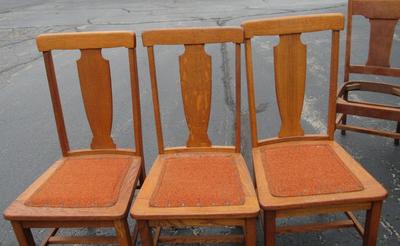 3 Vintage Wood Kitchen Chairs