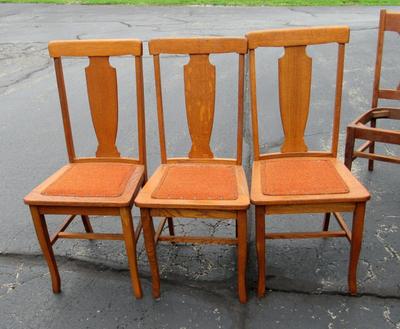 3 Vintage Wood Kitchen Chairs