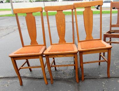 3 Vintage Wood Kitchen Chairs