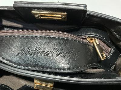 Crossover Mellow World black purse, Vintage Corde’Bead pearl ivory Handbag